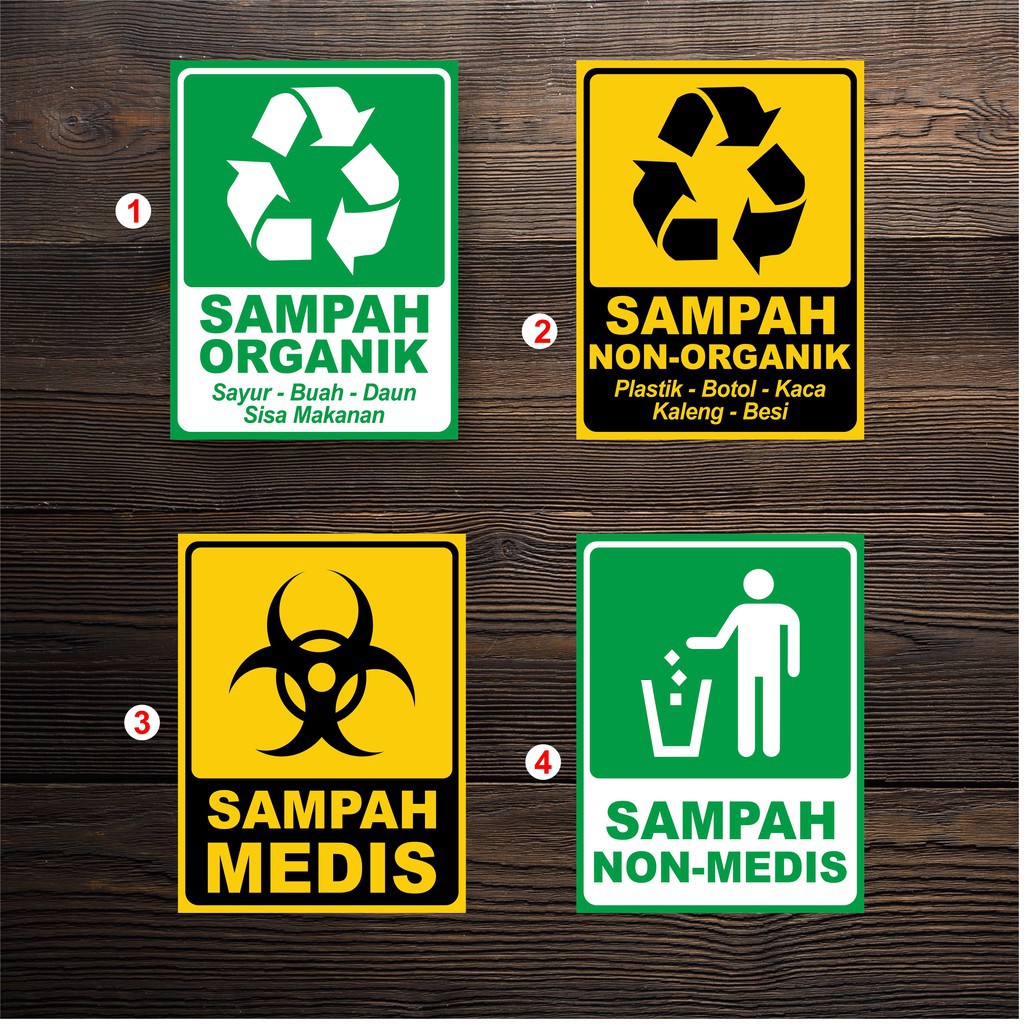 Jual Sticker Tempat Sampah Organik Non Organik Sampah Medis | Shopee ...