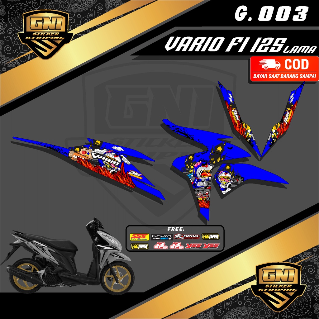 Jual (BISA COD) Sticker Striping Sticker Vario Fi 125 LamaOld 2012-2015 -  Variasi List Aksesoris Motor Vario Fi 125 LamaOld Desain Doraemon Zombie GNI  003 Warna Hijau, Merah, Biru, H | Shopee Indonesia