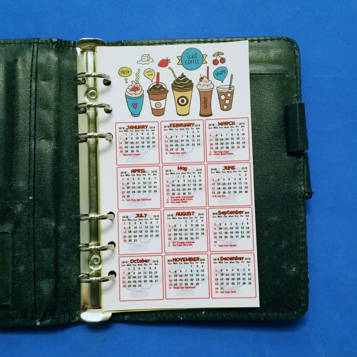 Jual Kalender 2025 Coffee Vector Binder Organizer 2 Ring, 6 Ring, 20 ...