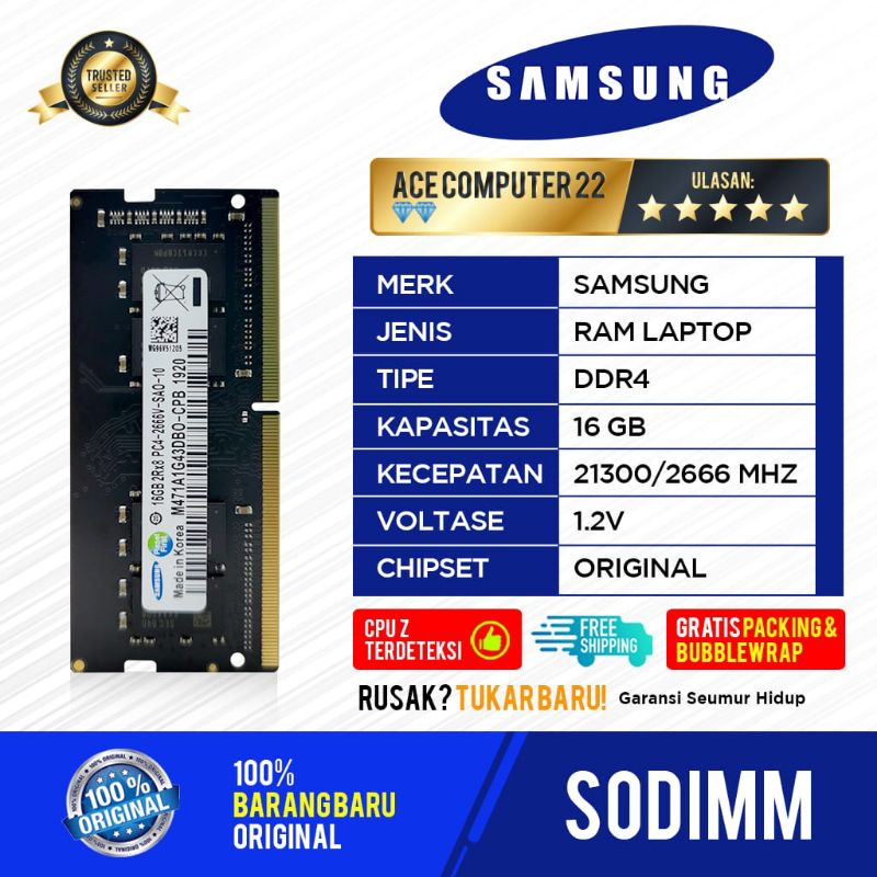 Jual SAMSUNG SODIMM DDR4 16GB PC 21300 | Shopee Indonesia