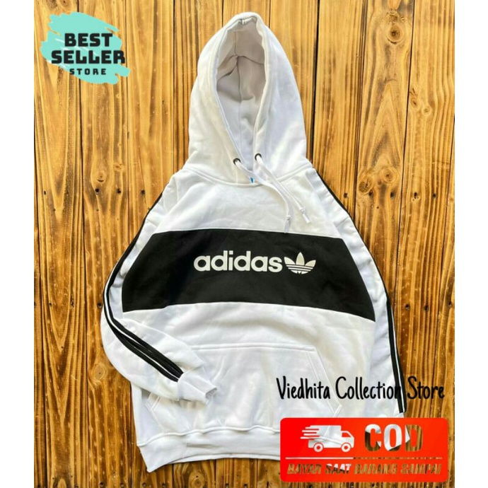 Jual Jaket Sweater Hoodie Jumper Putih Adidas Vintage 3 Foil Original