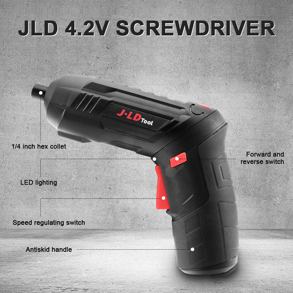 Jual JLD Mesin Bor Obeng Baterai Cordless Screwdriver 4.2vf bor charger ...