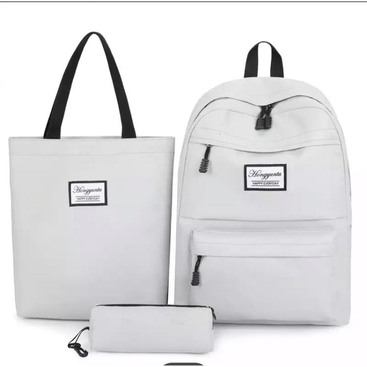 Jual Tas ransel wanita terbaru 4 in 1 Set Ransel Wanita Kanvas Warna