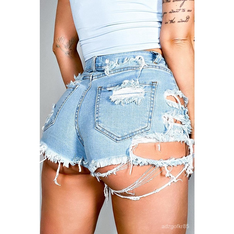 Jual Hot Sale Summer Woman Sexy Ripped Denim Shorts High Waist