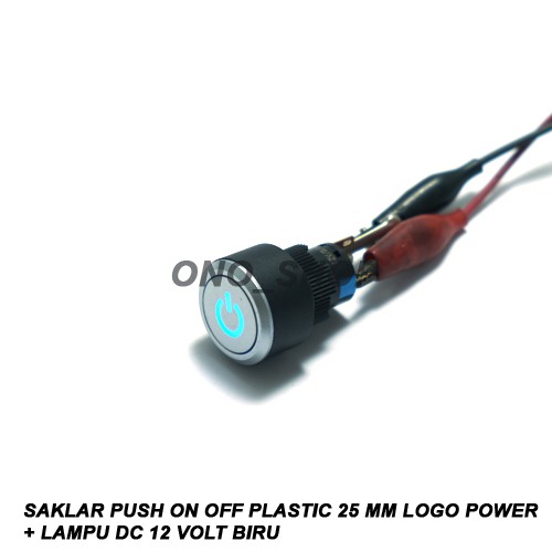 Jual Saklar Push On Off Plastic 25 mm Logo Power + Lampu DC 12 Volt ...