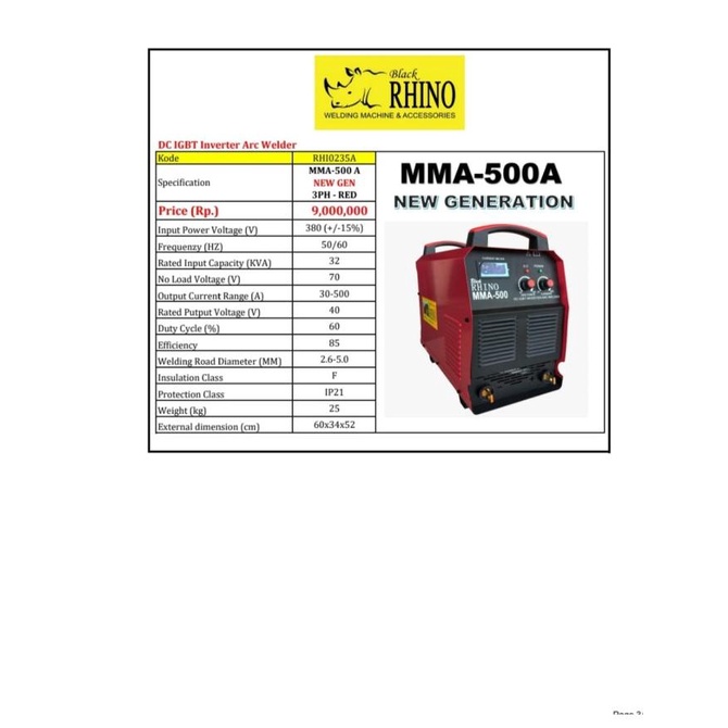 Jual Mesin Las Inverter A Rhino Trafo Las Mma Igbt Phase