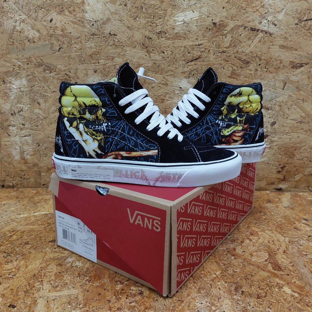 VANS SK8 HI METALLICA SAD BUT TRUE PREMIUM BNIB MADE IN CHINA WAFFLE DT