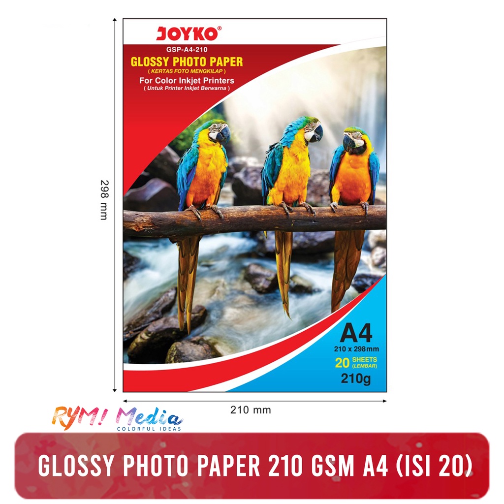 Jual Kertas Foto Glossy 210 Gsm A4 Isi 20 Photo Paper Tebal Single