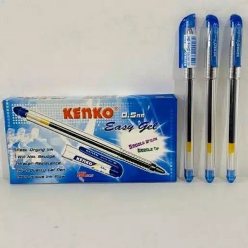 Jual KENKO easy gel 0.5mm biru pulpen pena 1 PACK / 12 Pcs | Shopee ...