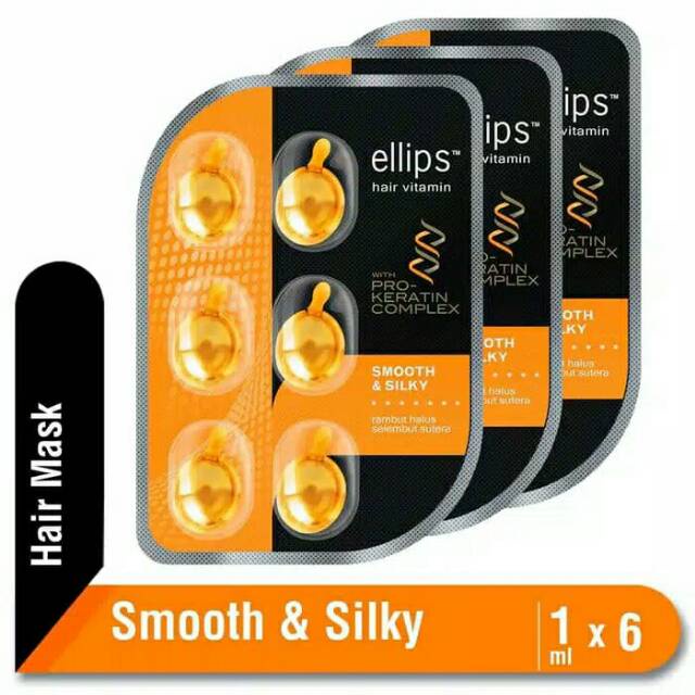 Jual Ellips Hair Vitamin Pro Keratin Smooth Silky Blister Butir Kuning Elips Kuning Elips