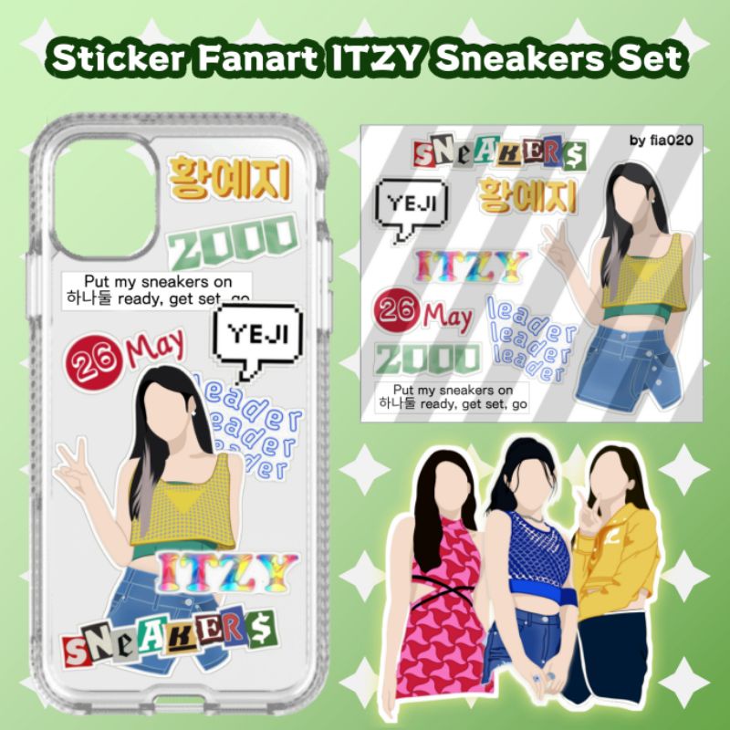 Jual Sticker Kpop Fanart ITZY Sneakers vector jyp lee chaeryeong hwang ...