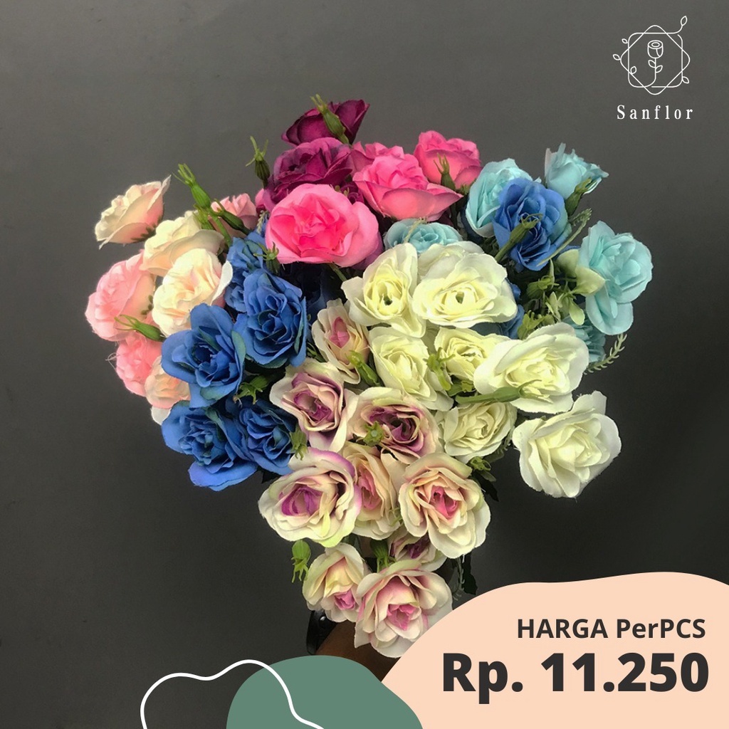 Jual ROSE MIX COLOR/MAWAR ARTIFICIAL MINI 5CABANG | Shopee Indonesia