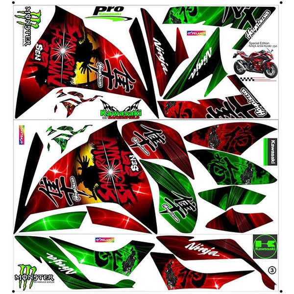 Jual Stiker Motor UDShop Decal Sticker Ninja 250 CC FI Bunglon | Shopee