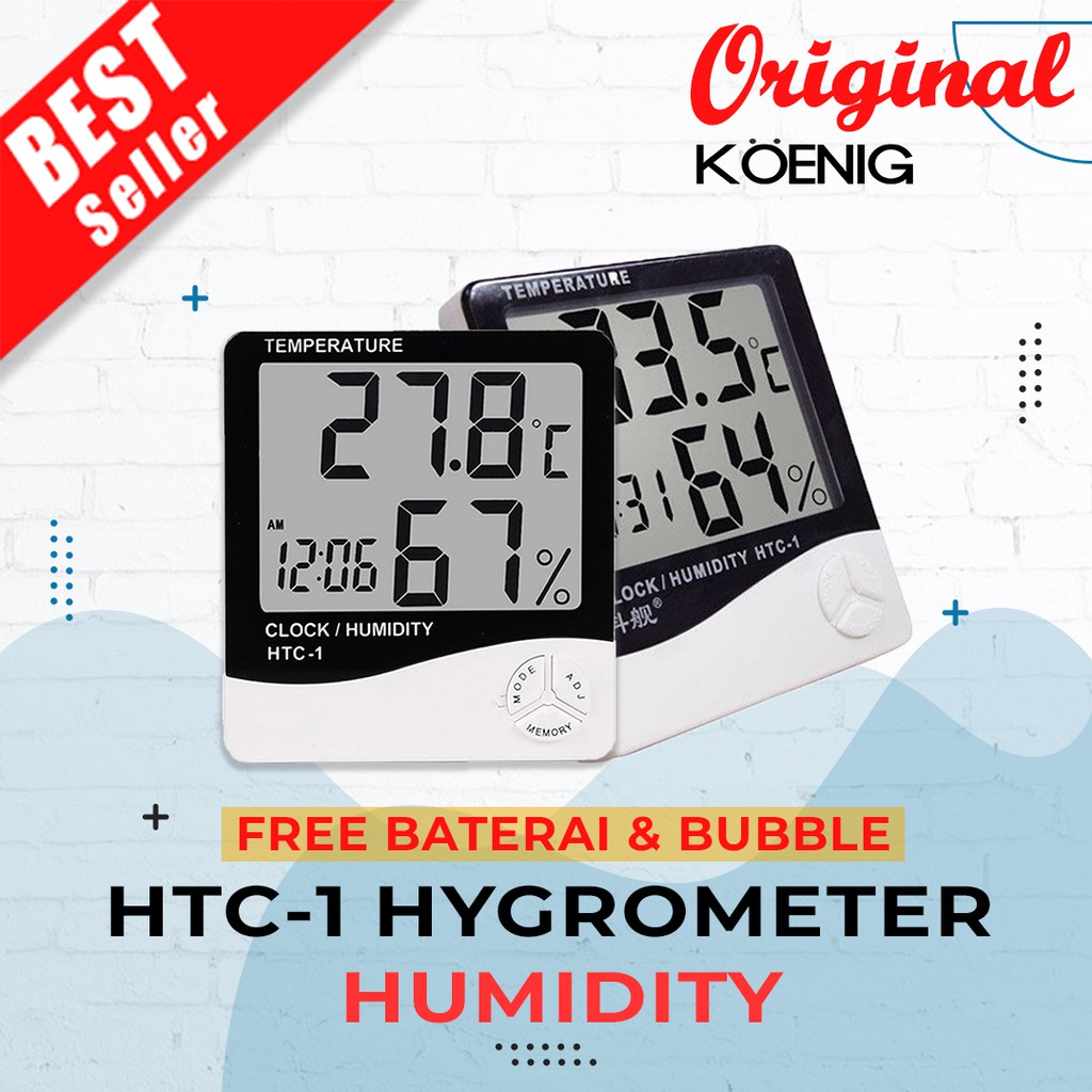 Jual HTC1 HTC 1 Hygrometer Digital Higrometer Termometer Ruangan Clock