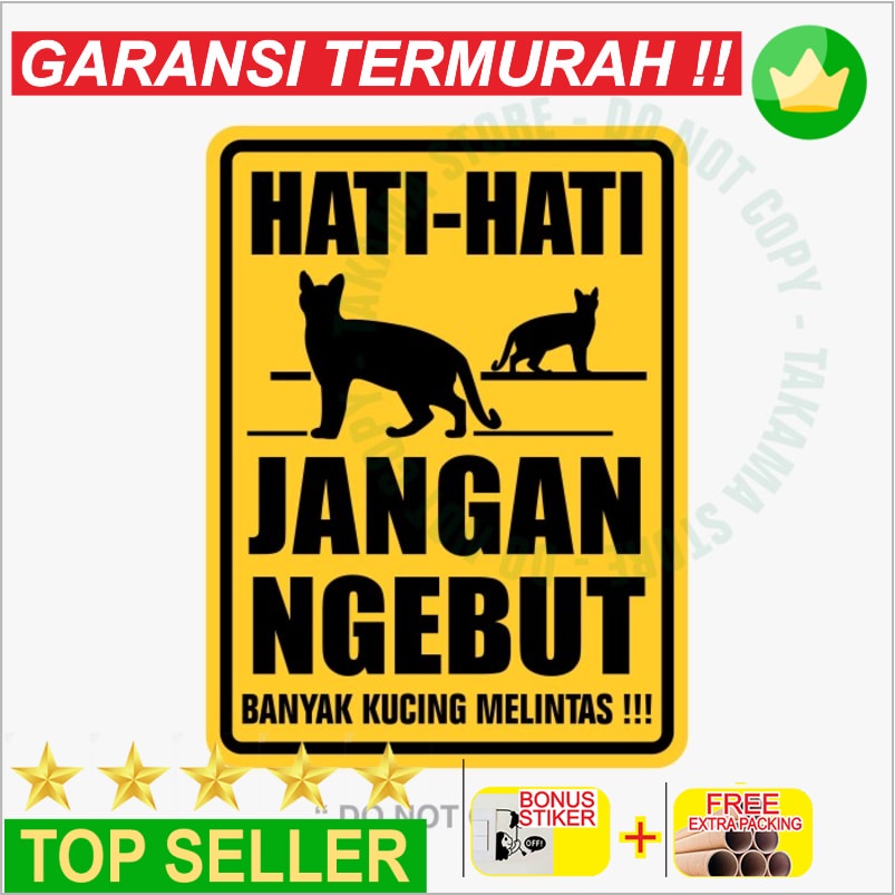 Jual Terlaris RAMBU SIGN SIGNAGE HATI HATI KUCING MELINTAS 30 x 40 cm ...