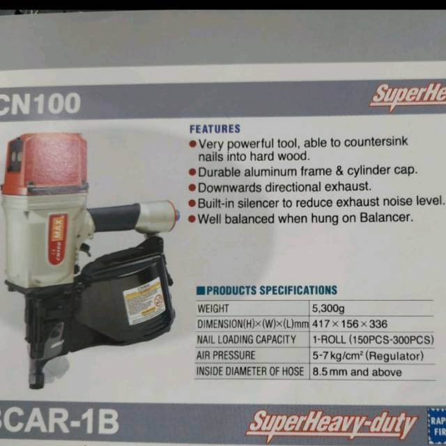 Jual MAX CN100 Japan Coil Nailer Air nailer CN 100 Jepang Gun tembak ...