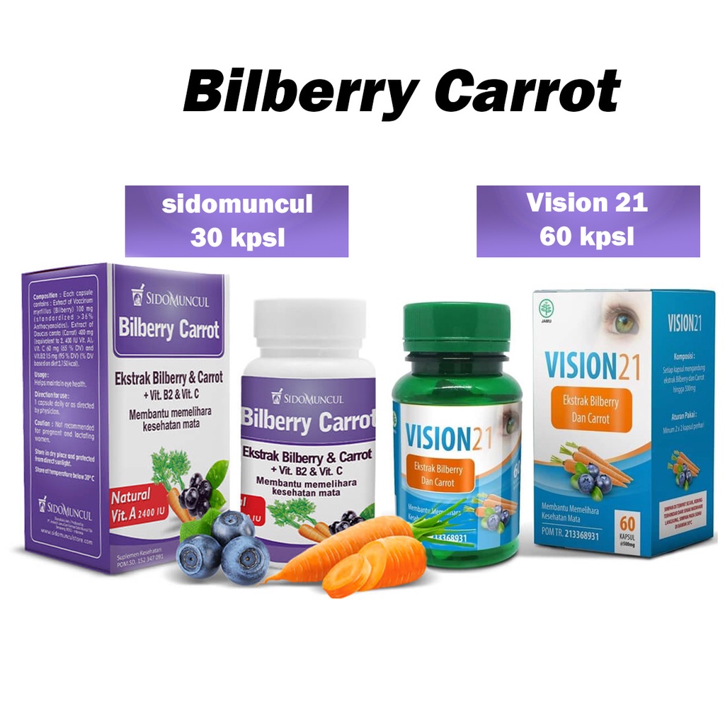 Jual Bilberry Carrot Sido Muncul Herbal 30 Kapsul / vision21 60 kspl