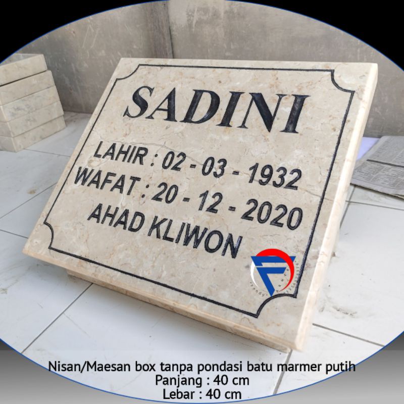 Jual Nisan/maesan box tanpa pondasi bahan batu marmer putih nama full ...