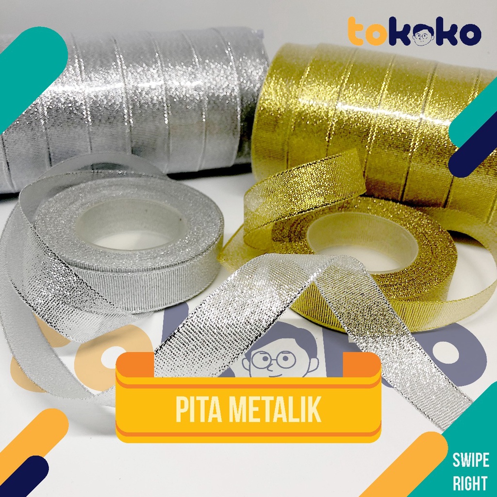 Jual Pita Glitter Gold dan Silver Ukuran 2 cm Per Roll Panjang 15 meter  Import Taiwan untuk Hampers Dekorasi Parcel Hiasan