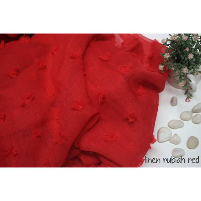 Jual kain meteran linen rubiah red merah (0.5m) | Shopee Indonesia
