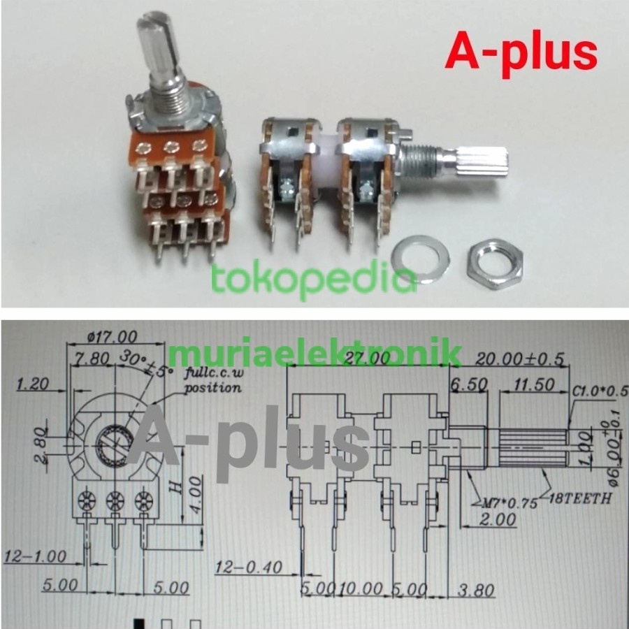 Jual Potensio Dobel Stereo C K C K A Plus Potensiometer Double Stereo C K C K Aplus