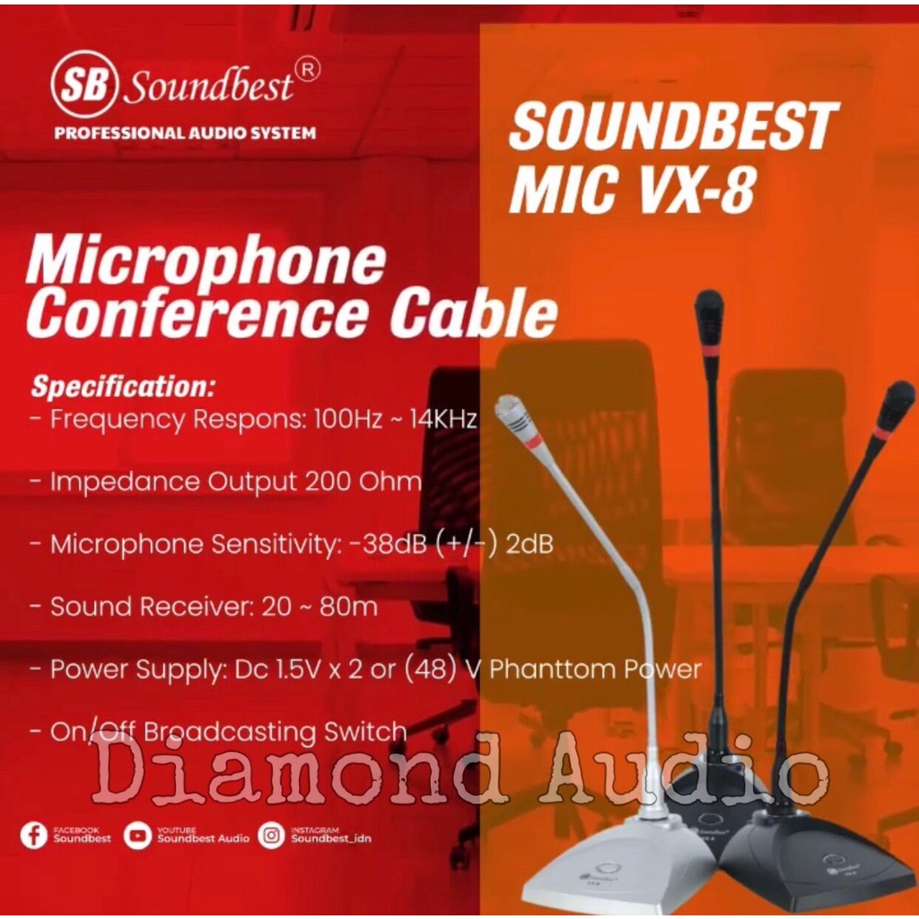 Jual Mic Podium Kabel Soundbest Vx Professional Conference Microphone