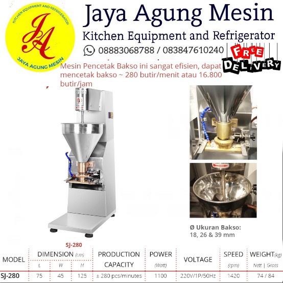 Jual Mesin Cetak Bakso Meat Ball Foaming Sj 280 Getra Free Ongkir