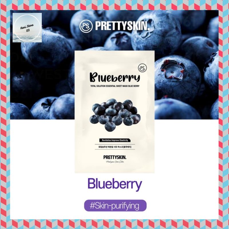 Jual PRETTY SKIN Essential Sheet Mask Masker Wajah BLUEBERRY