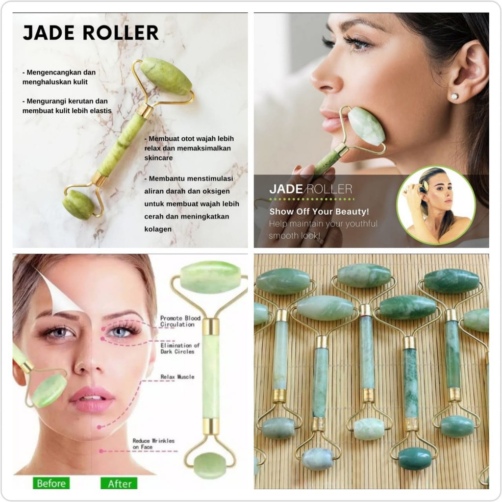 Jual Baru Facial Face Roller Massage Alat Pijat Wajah Gua Sha Jade Roller Ori Treatment Wajah