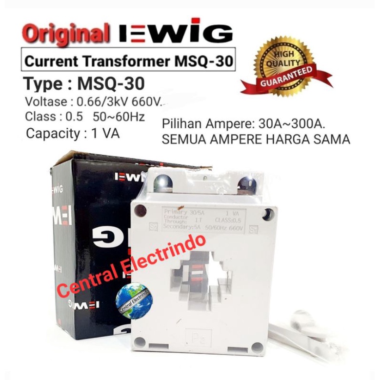 Jual Current Transformer CT 96x96mm MSQ-30 30A~300A/5A EWIG. | Shopee ...