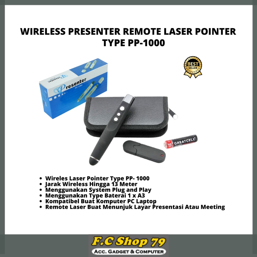 Jual TERMURAH Wireless Presenter Laser Pointer Remote Laser Cahaya ...