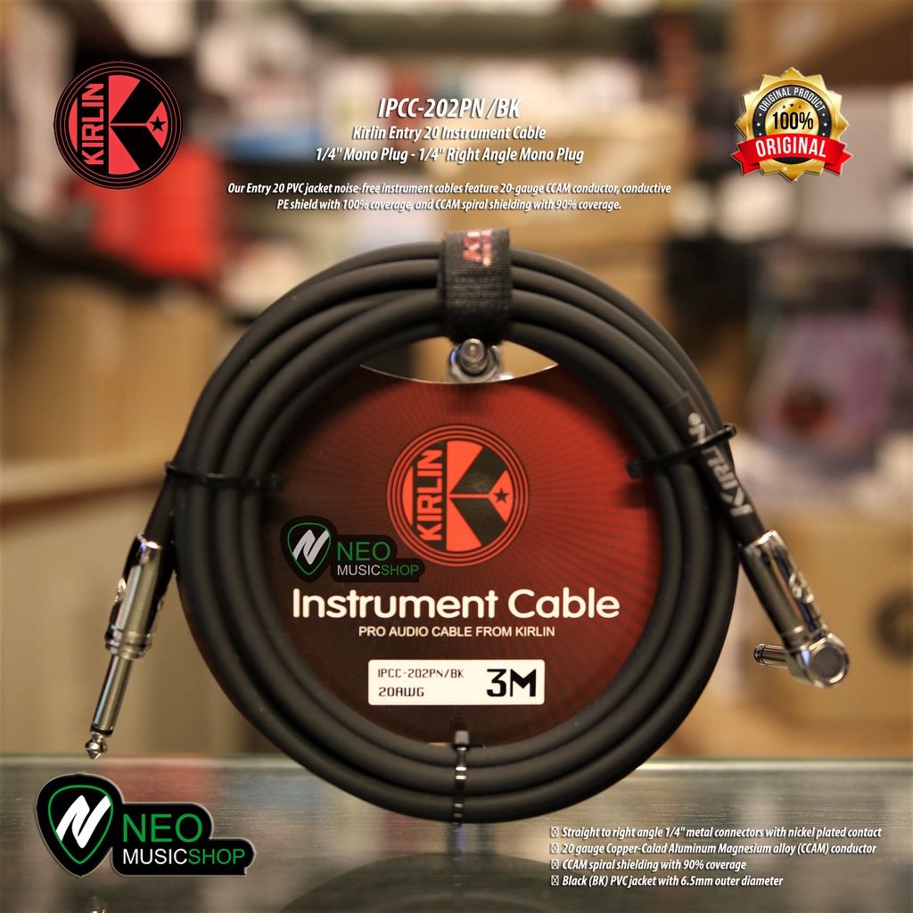 Jual Kirlin IPCC-202PN BK 3Mtr Instrument Cable 1/4