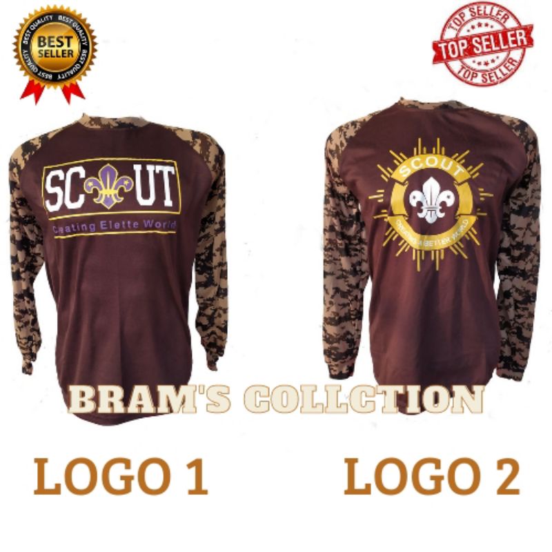 Jual Baju Kaos Loreng Motif Pramuka Scout Raglan Lengan Panjang