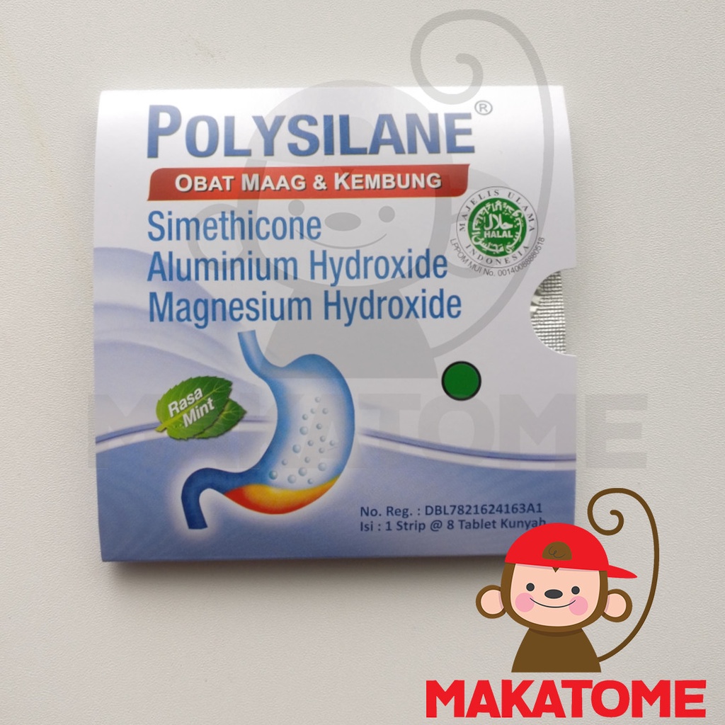 Jual Polysilane tablet kunyah 8 tablet obat maag poly silane 1 STRIP ...