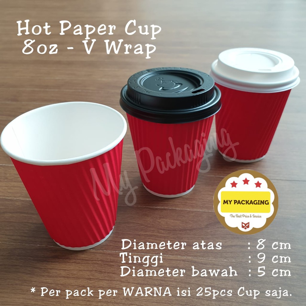 Jual Hot Paper Cup Gelas Kopi 8oz V Wrap Barrier 210gsm Tebal Isi 25pcspack Shopee Indonesia 2705