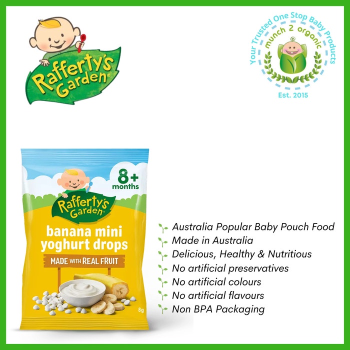 Jual ROMAN RAFFERTY'S GARDEN SNACK BANANA MINI YOGHURT BUTTON 8+ 8G
