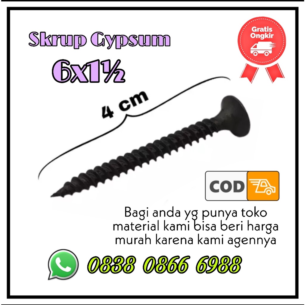 Jual Skrup Sekrup Gypsum Ukuran Inch Cm Untuk Pasang Gipsum Drywall Screw Baut