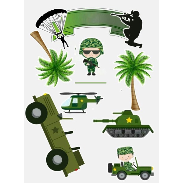 Jual Topper Cake Custom Ucapan Nama Tema Army / Tentara / TNI Shopee
