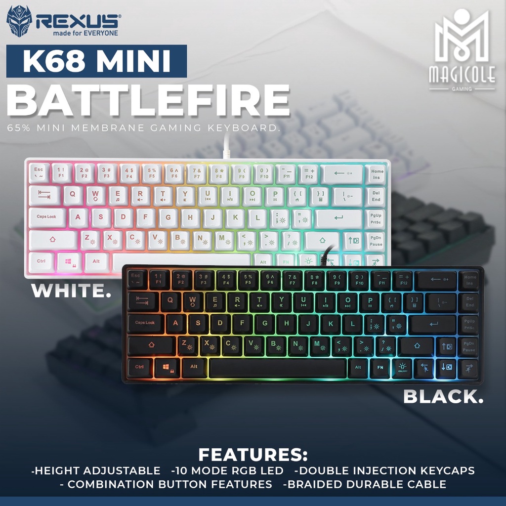 Jual Rexus Battlefire K68M Mini Membrane Gaming Keyboard | Shopee Indonesia