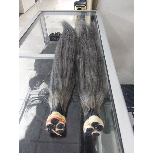 Jual rambut sambung 60 cm asli super tebal 100 helay ( ASH gray ...