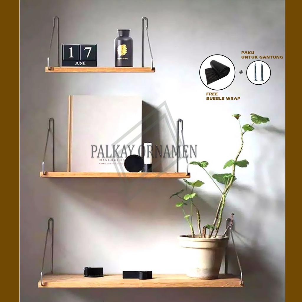 Jual Rak Dinding Kayu AESTHETIC Solid Stainless Tempat Pajangan Dinding ...