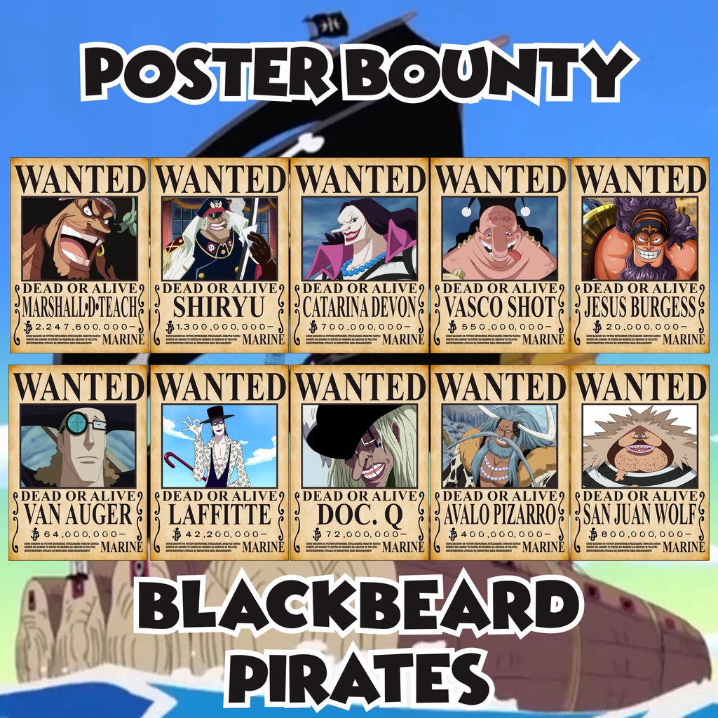 Jual Poster Bounty Anime One Piece Yonko/Yonkou Blackbeard/Kurohige