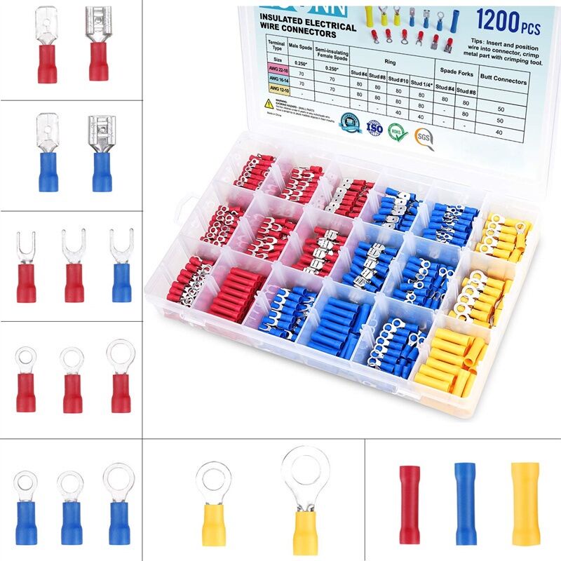 Jual 1022801200pcs Electrical Assorted Insulated Wire Cable Terminal Crimp Connector Spade Set 8557