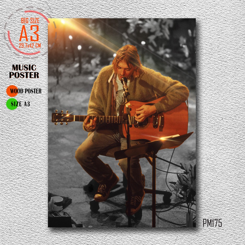 Jual Poster Kayu KURT COBAIN Pajangan Tema Musik Band NIRVANA Portrait ...