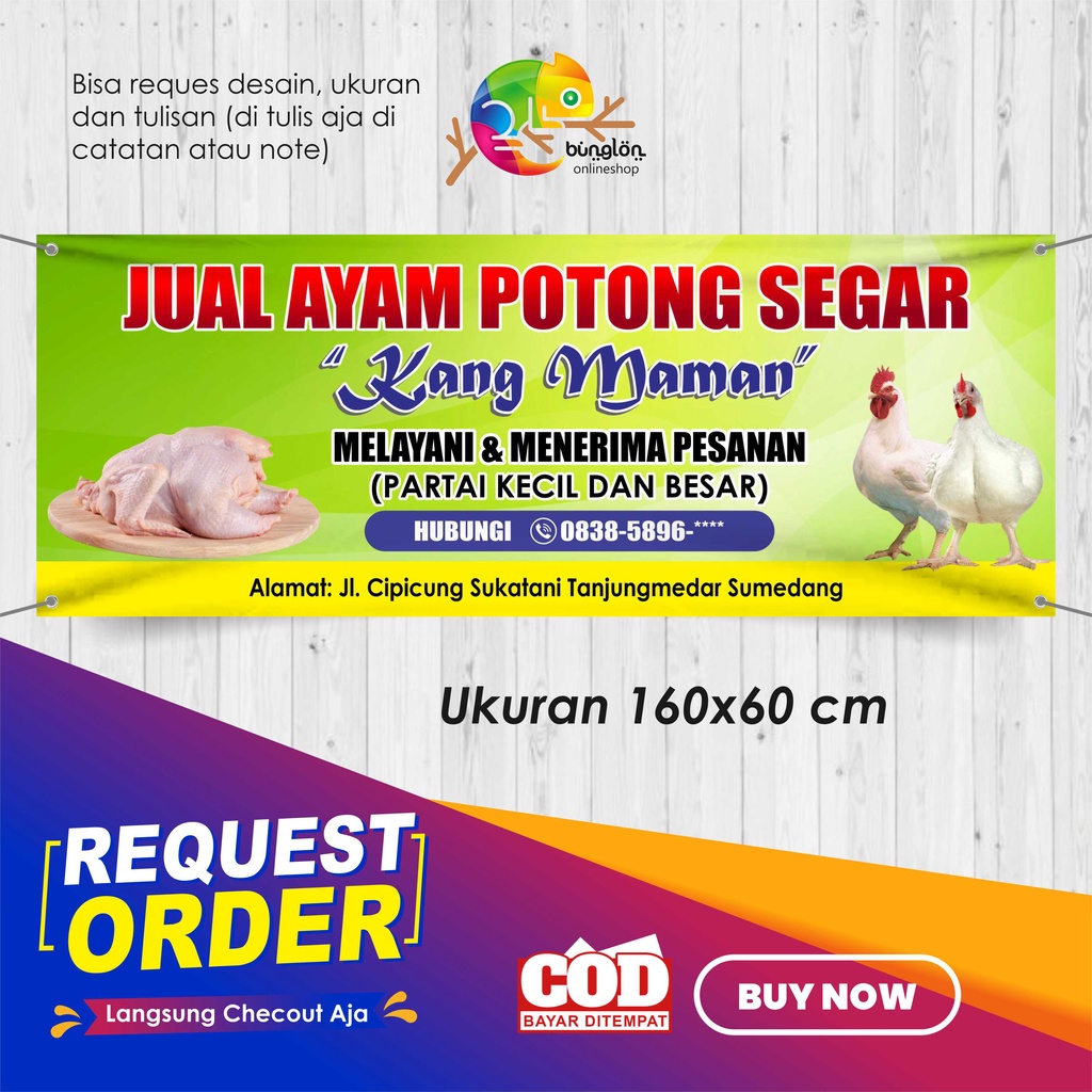 Jual Size 160x60 Cm Spanduk Banner Jual Ayam Potong Segar Shopee Indonesia 5414