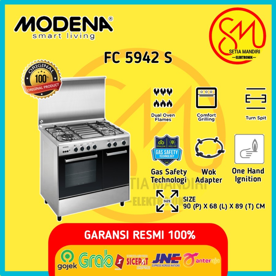 Jual MODENA FC 5942 S CARRARA - Freestanding Cooker 90 cm - Stainles ...