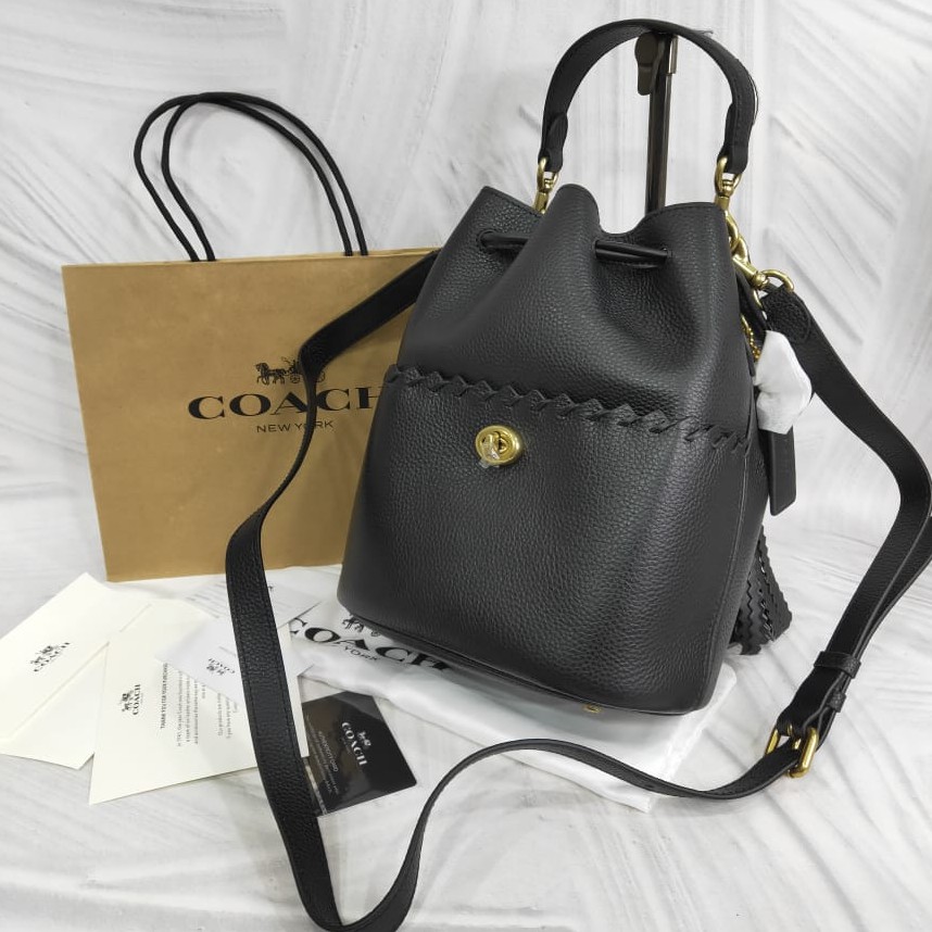 Coach whipstitch details lora bucket online bag