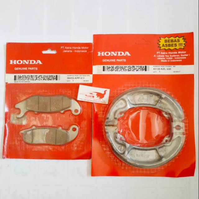 Jual Disc Pad Set Kampas Rem Depan Belakang Cb Verza Ori Ahm Kpp Kzl