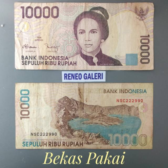 Jual Vf Asli 10000 Rupiah Tahun 1998 Cut Nyak Dien Cut Nyak Din Uang Rp