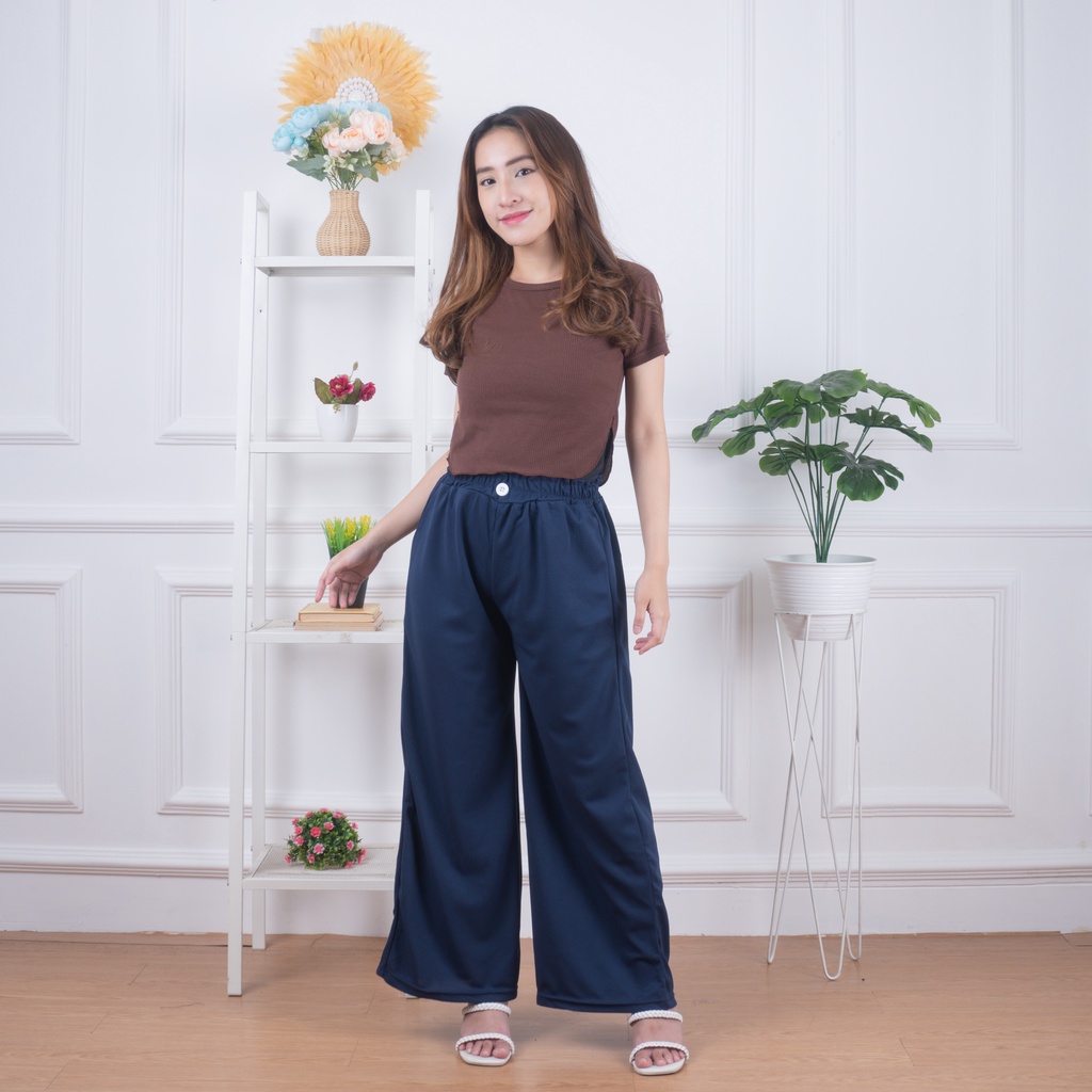 Jual Button Crepe Pants Dobby Pants Celana Kulot Wanita Shopee Indonesia